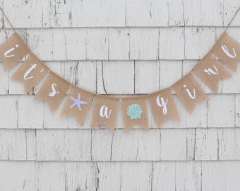 Mermaid Baby Shower Decorations, Beach Baby Shower Banner, Sea Shell Shower Decorations, Its A Girl Banner, Nautical Rustic Baby Shower