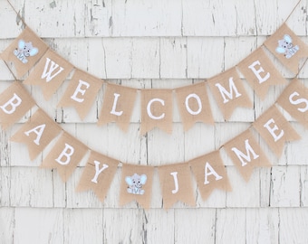 Little Peanut Baby Shower, Welcome Baby Banner, Elephant Shower Decor, A Little Peanut Is On The Way, Personalized Custom Burlap Banner