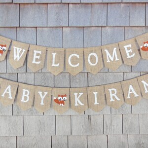 Welcome Baby Banner, Baby Shower Decor, Burlap Baby Banner, Baby Shower Banner Garland, Burlap Garland, Baby Bunting, Custom Personalized image 3