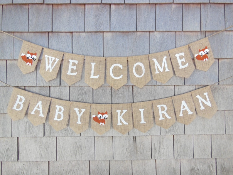 Welcome Baby Banner, Baby Shower Decor, Burlap Baby Banner, Baby Shower Banner Garland, Burlap Garland, Baby Bunting, Custom Personalized image 3