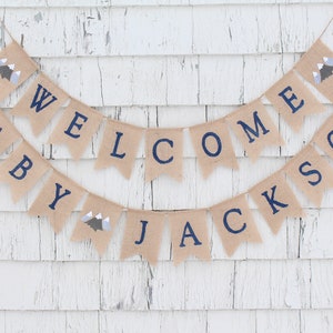 Adventure Awaits Baby Shower Decorations, Mountain Baby Shower Decorations, Custom Personalized Welcome Baby Banner, Little Explorer