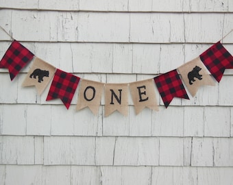 Lumberjack First Birthday, Lumberjack Party, Lumberjack One Banner, First Birthday Banner, Lumberjack Birthday Banner, One Burlap Banner