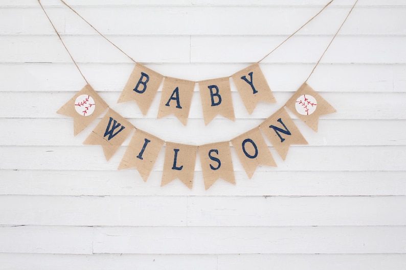 Baseball Baby Shower Decorations, Baseball Baby Banner, Custom Baby Banner, All Star Baby Shower, Vintage Baseball Shower, Personalized Name image 1