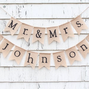 Custom Mr and Mrs Banner, Mr and Mrs Garland Bunting, Mr and Mr Burlap banner, Custom Wedding Shower Banner, Personalized Wedding Banner