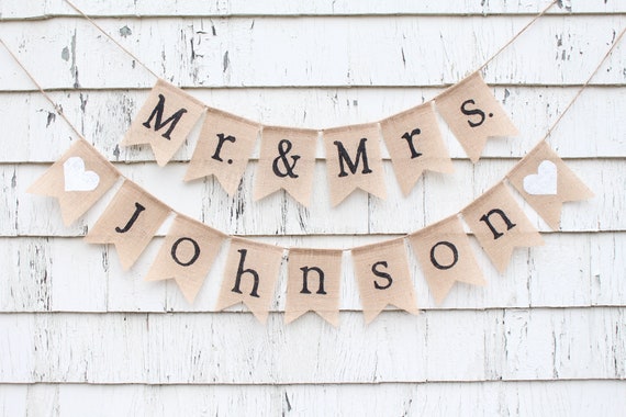 Custom Mr and Mrs Banner, Mr and Mrs Garland Bunting, Mr and Mr Burlap banner, Custom Wedding Shower Banner, Personalized Wedding Banner