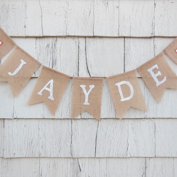 Fox Baby Shower, Fox Baby Shower Banner, Fox Nursery Decor, Custom Personalized Name Banner, Woodland Nursery Decor, Custom Burlap Banner