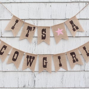 Cowgirl Baby Shower Decorations, Cowgirl Banner, Its A Cowgirl, Horse Baby Shower, Western Theme Baby Shower Banner, Rustic Burlap Banner