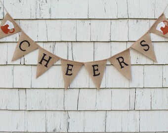 Cheers and Beers Birthday, Cheers Burlap Banner, Beer Birthday Decorations, 30th Birthday Banner, Cheers and Beers Decorations