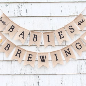 Coed Twins Baby Shower, Babies Brewing Banner, Twins Brewing Shower, A Baby Is Brewing Baby Shower, A Baby Is Brewing Banner, Co ed Shower