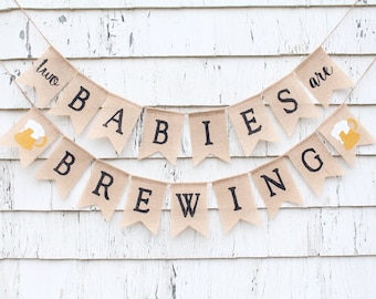 Coed Twins Baby Shower, Babies Brewing Banner, Twins Brewing Shower, A Baby Is Brewing Baby Shower, A Baby Is Brewing Banner, Co ed Shower