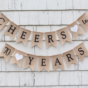 Cheers to 70 Years, 70th Birthday Decorations, Cheers to 70 Years Banner, 70 Years Loved, Happy 70th Birthday, Rustic Birthday Decorations