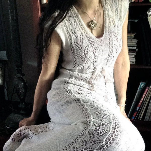 Knitting Pattern Woodland Fern Wedding Dress PDF Rustic Boho