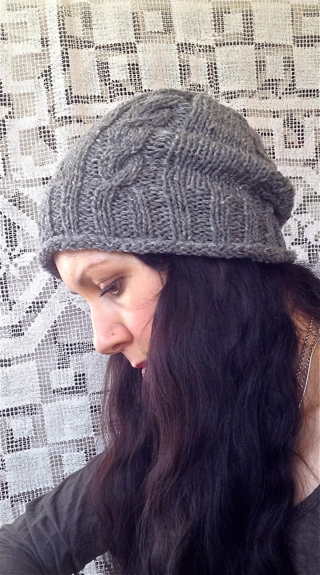 Hand Knitting Digital PDF Pattern Grey Cables Beanie Hat - Etsy