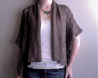 Hand Knitting PDF pattern Shawl Collar Lace Jacket Cardigan