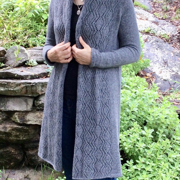 Machine Knitting PDF Pattern Lace Collar Cardigan Coat