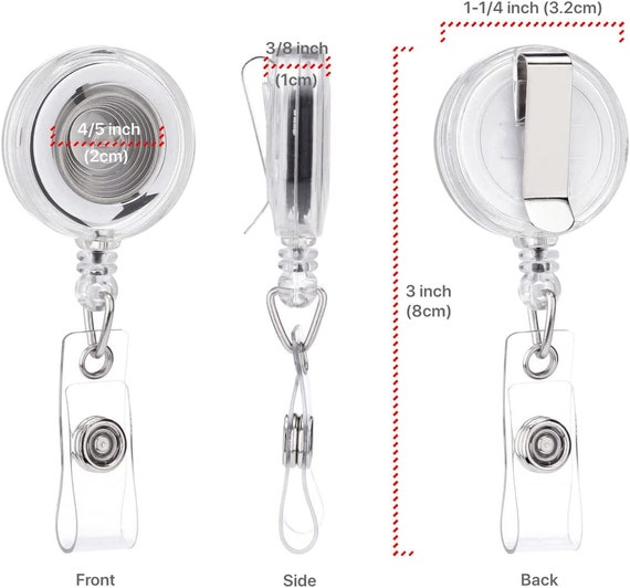 Clear Retractable Badge Holder Reels With Belt Clip for ID Cards Blank Badge  Clips Bulk DIY Badge Reels ID Holders Nurse Badge Clip 
