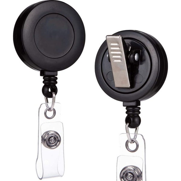 Retractable Badge Holder Reels with Swivel Alligator Clip, Blank Badge Clips, DIY Badge Reels, Nurse ID Holders (Black, 2 PCS)