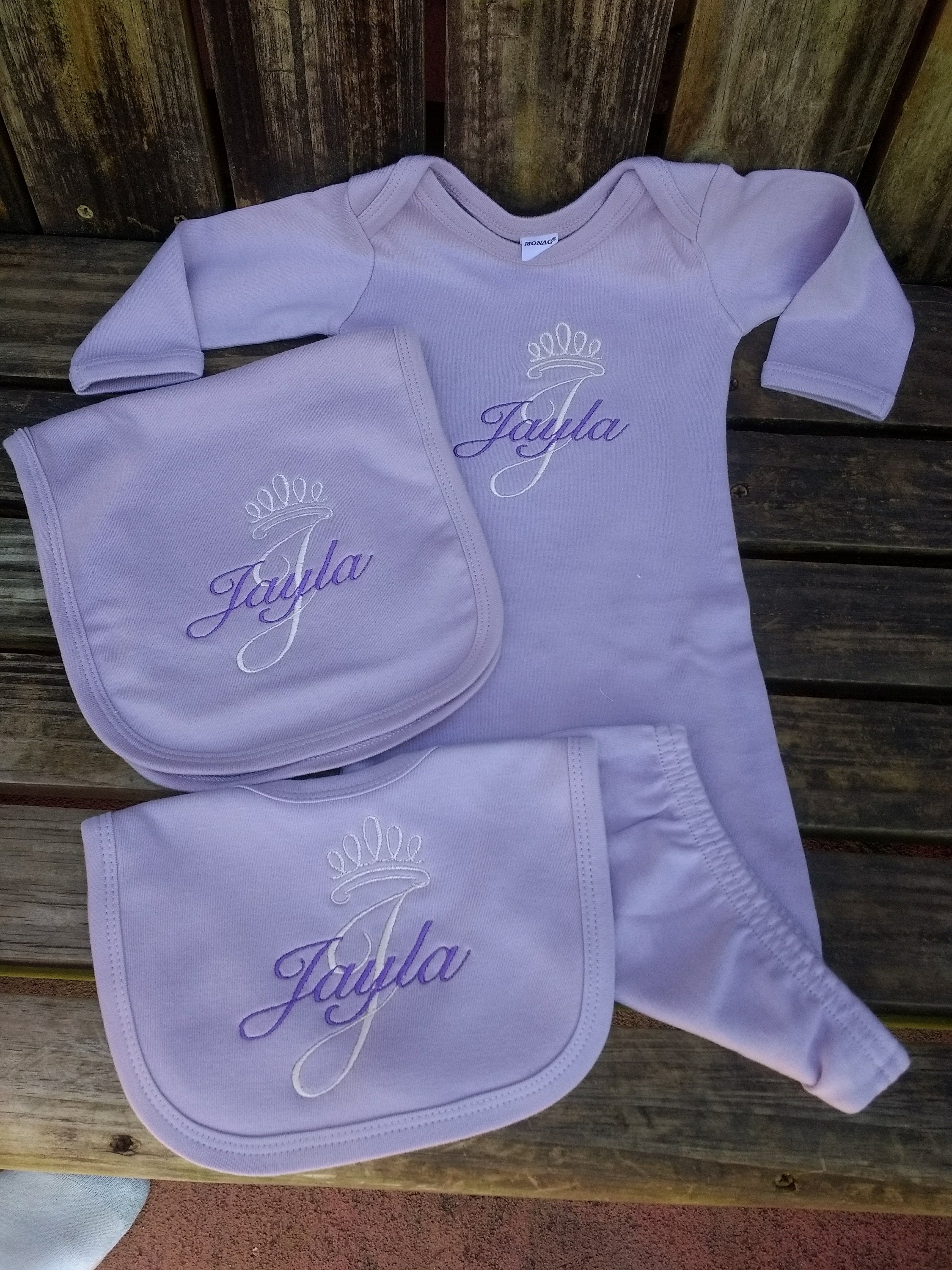 Lavender baby girl set lavender baby gown light purple baby Etsy