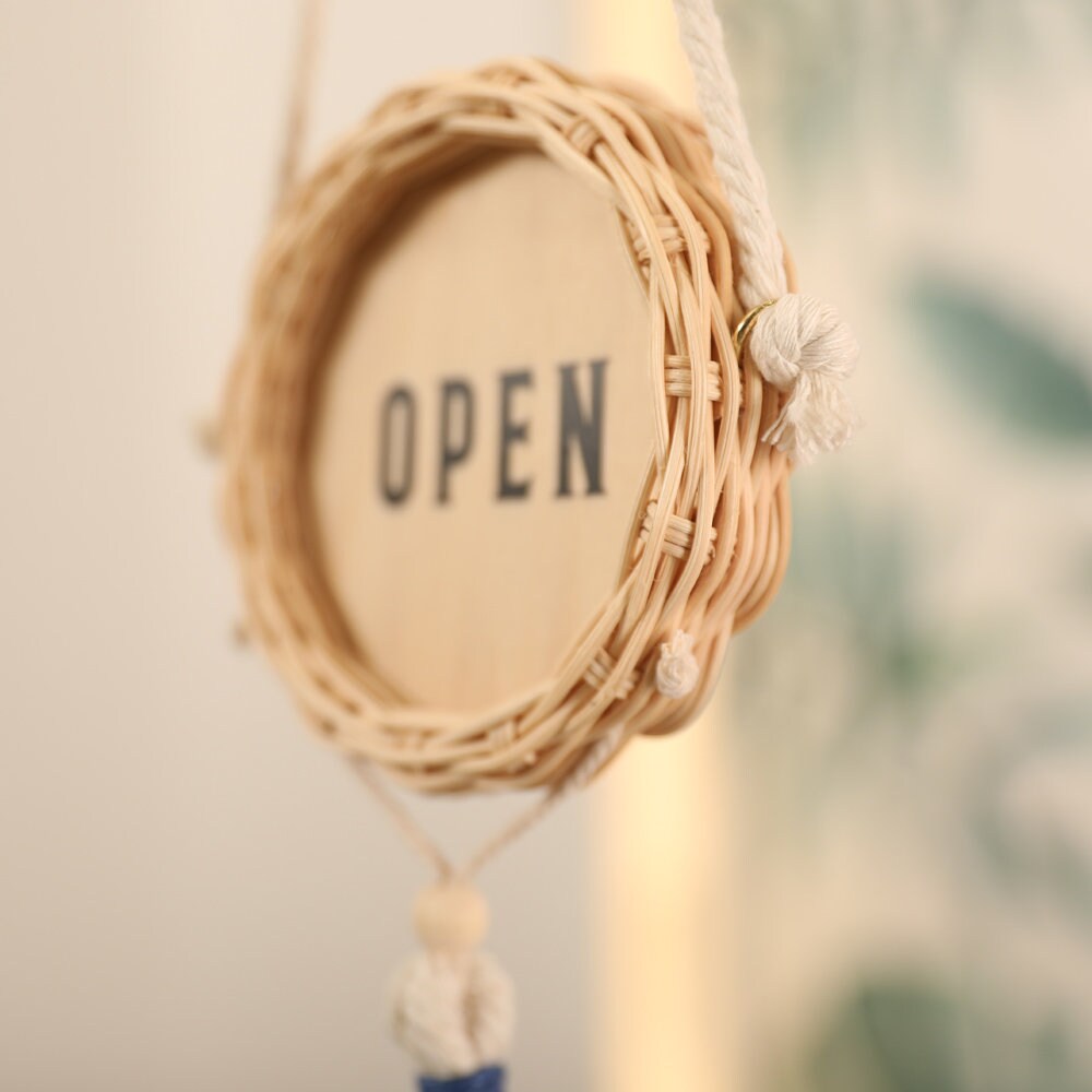 Rattan Wooden Open Closed Sign for Business / Door Shop Sign / - Etsy