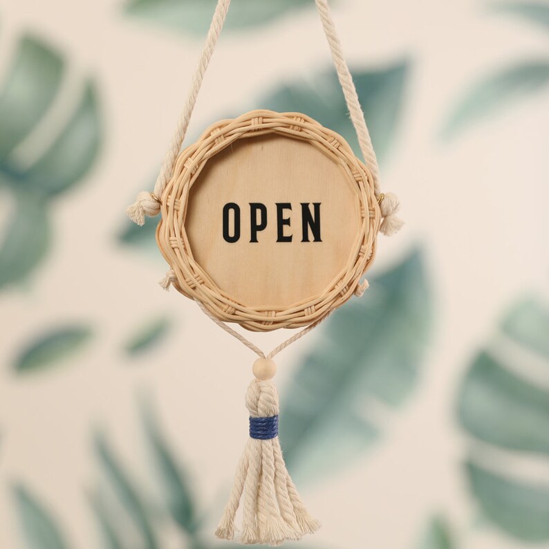 Rattan Wooden Open Closed Sign for Business / Door Shop Sign / - Etsy