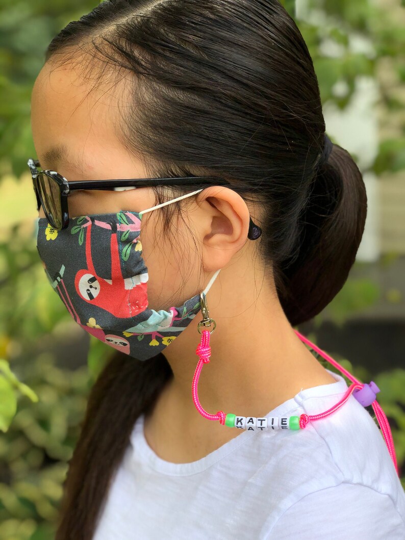 Kids Personalized Adjustable Face Mask Neck Strap Face Mask Etsy