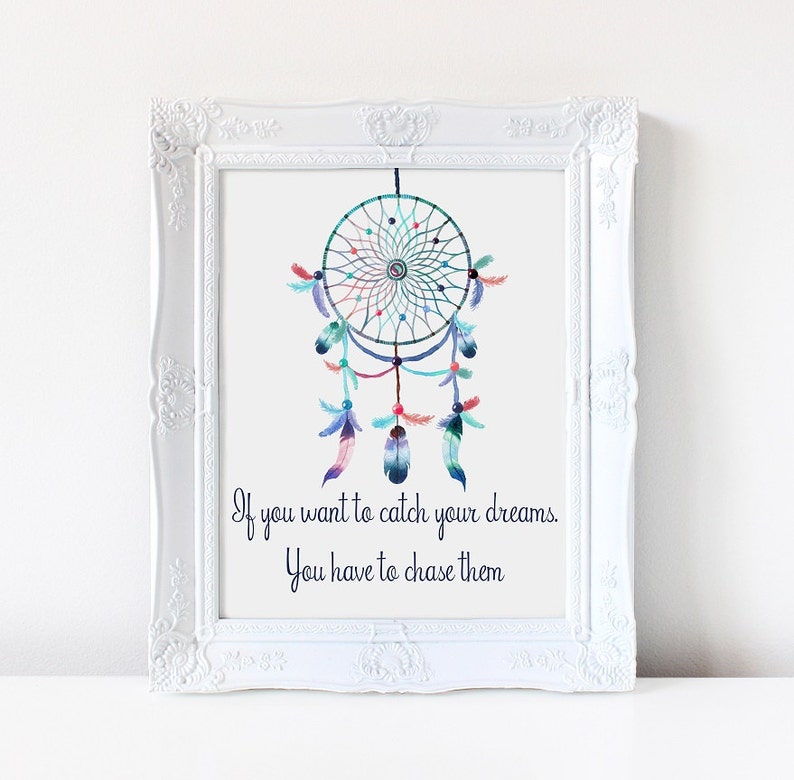 dream catcher watercolor print boho inspirational quote etsy