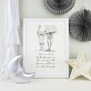 New baby print. Mother and son. New baby. Nursery art, baby gift. Wall art. Baby boy. Nursery print. New mother. Christening.