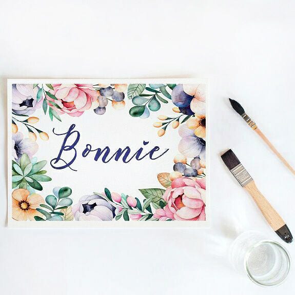 Wall art. Art print. Custom name art. Name art. Floral. Etsy