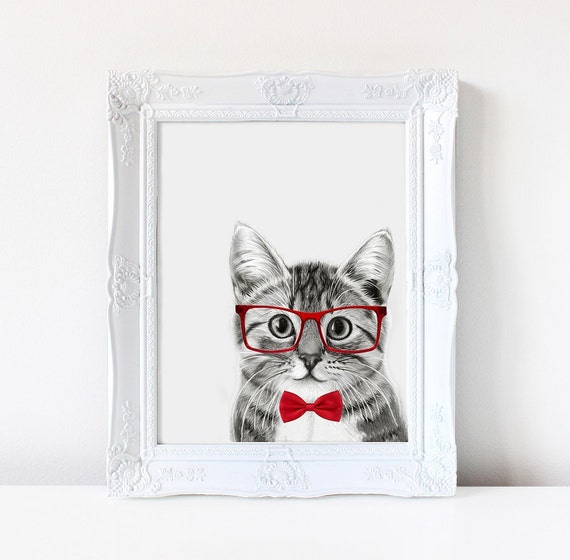 Housewarming Gift Cat illustration design Cat Print Cat Art Cat Wall Art