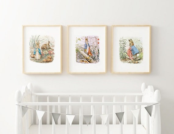 NURSERY PRINTS BEATRIX POTTER PETER RABBIT SET OF 4 PRINTS A4 SIZE..