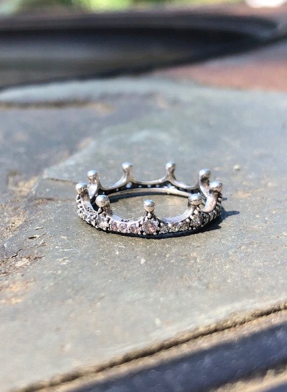 Authentic Pandora Clear Sparkling Crown Ring Size 52 Sterling - Etsy