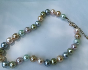 Kenneth Jay Lane pearl necklace, big pearls, pastel pearls, vintage pearls, vintage jewelry