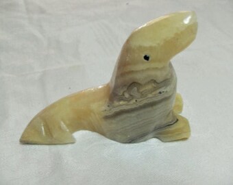 Gingerslittlegems carved figurine Mexico Hand Carved Onyx Carved Seal Onyx Figural vintage home decor
