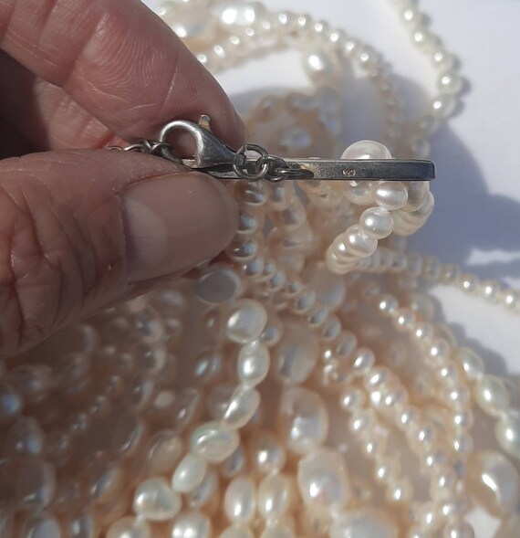 Vintage Sterling Silver Cultured Pearl Bib Neckla… - image 10