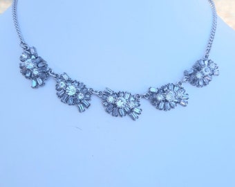 Silver Tone Banana Republic Rhinestone necklace. 16 inches long