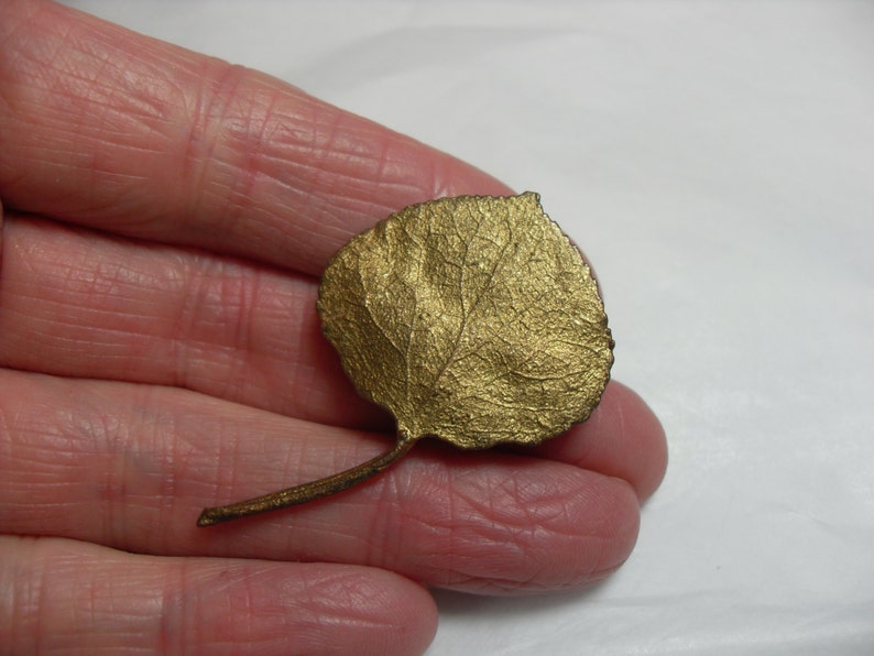 Gold Aspen Leaf Brooch Vintage Jewelry Gift Under 10 Gingerslittle Gold Leaf Scarf pin High Fashion Hipster Modernistic style