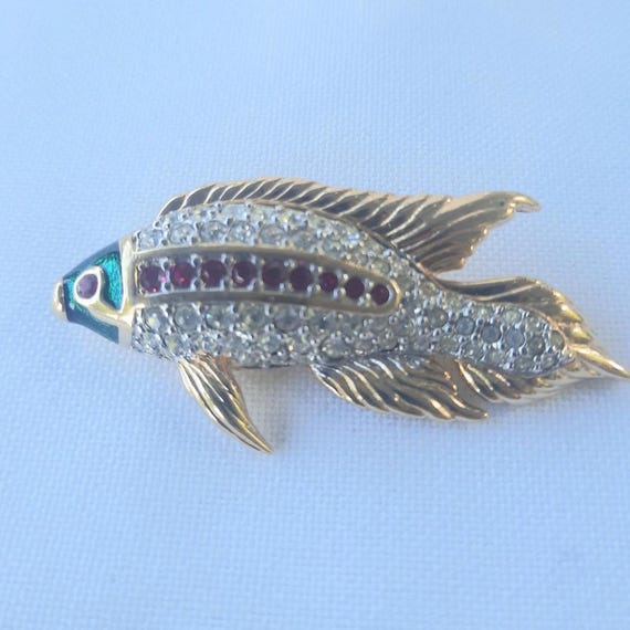 Swarovski fish brooch