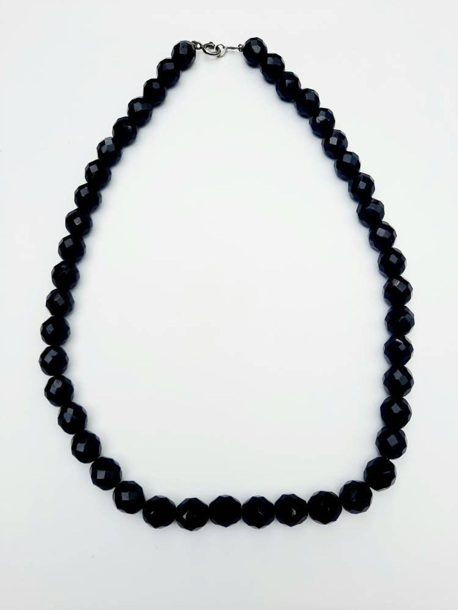 Czech Crystal Black Necklace Vintage Czech Black Glass Etsy