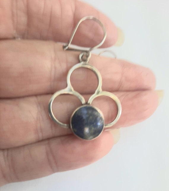 950 Fine Sterling Silver Sodalite Geometric Earri… - image 3