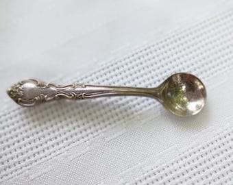 Sterling silver spoon brooch, 1950s miniature spoon brooch