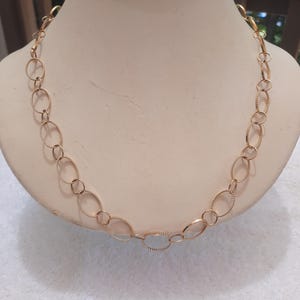 Collar grande de cadena ovalada de oro, collar vintage en tono dorado, collar de cadena de eslabones ovalados, moda vintage