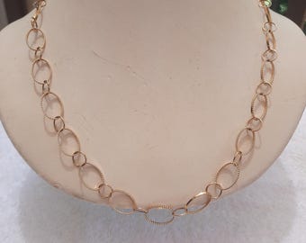 Large oval gold chain necklace, vintage Gold tone necklace, Oval linking chain necklace, vintage fashion