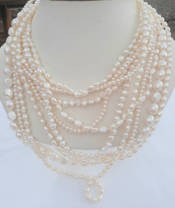 Vintage Sterling Silver Cultured Pearl Bib Neckla… - image 2
