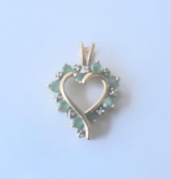 14k Plated Sterling Silver Emerald & Diamond | Mercari Gold Over Sterling Emerald And Diamond Heart Pendant Signed main image 1