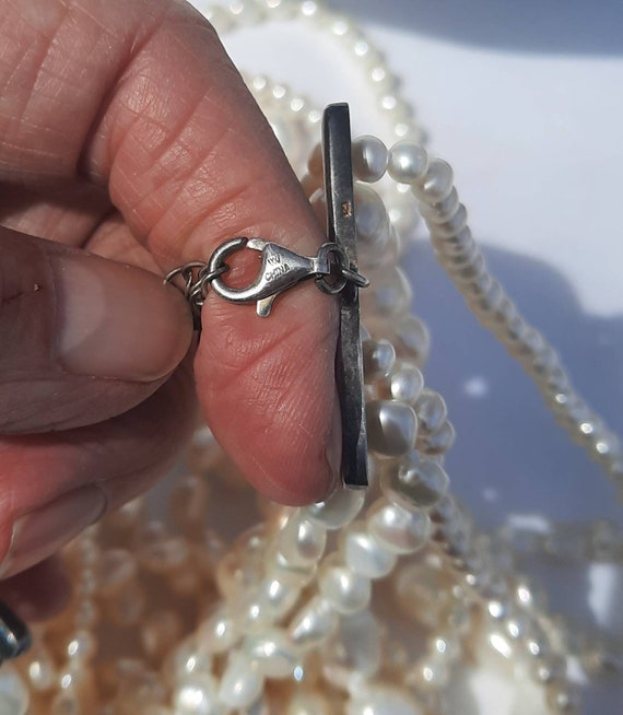 Vintage Sterling Silver Cultured Pearl Bib Neckla… - image 4
