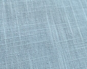 Azure Blue Washed Pure Linen Fabric Breathable Dress Material 136cm Wide By The Half Metre