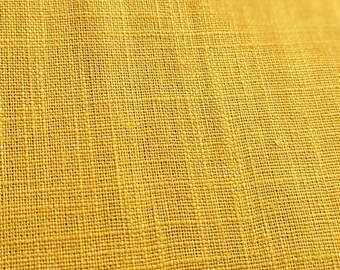 Yellow Gold Washed Pure Linen Fabric Breathable Dress Material 136cm Wide By The Half Metre