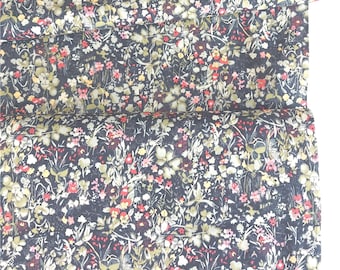 Pima Cotton Lawn Fabric Meadow Floral On Black 150cm Wide By The Half Metre