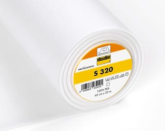 Vlieseline (Vilene) S320 Iron-On Fusible Interfacing | Firm Non-Woven | White – 45cm Wide Per Metre