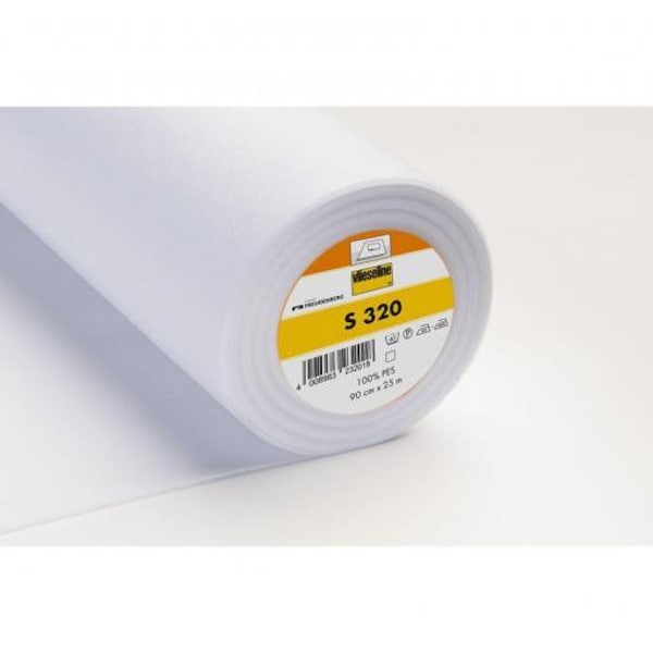 Vilene S320 White Iron On Fusible, Firm Interfacing, By The Half Metre